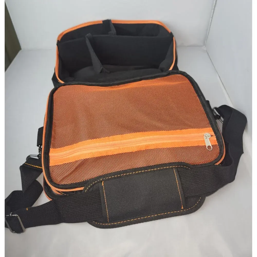 new padded camera equipment bag 12x9x6 black & Orange shoulder strap adjustable
